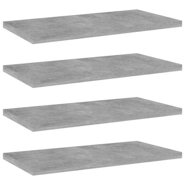 vidaXL boghylder 4 stk. 40x20x1,5 cm spånplade betongrå