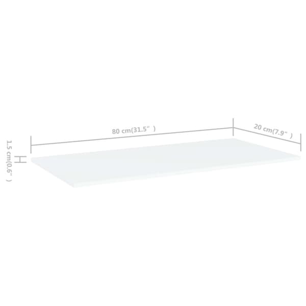 vidaXL boghylder 4 stk. 80x20x1,5 cm spånplader hvid