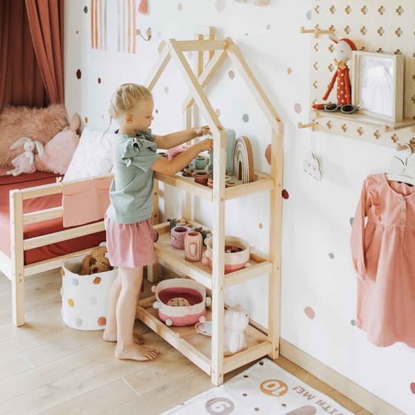Lasten makuuhuoneen talon muotoinen hylly tai puutalohylly, lastenhuoneen hylly kirjasäilytys Montessori hylly lasten hylly kirjahylly lelujen säilyty