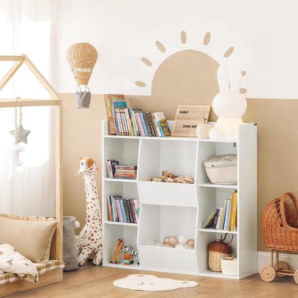 SoBuy Barnhylla, Förvaringsskåp, Leksaksförvaring, Barnbokhylla, KMB55-W