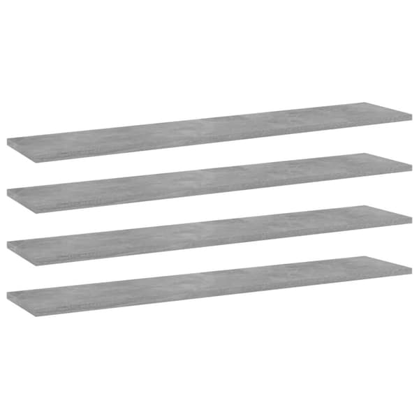 vidaXL boghylder 4 stk. 100x20x1,5 cm konstrueret træ betongrå