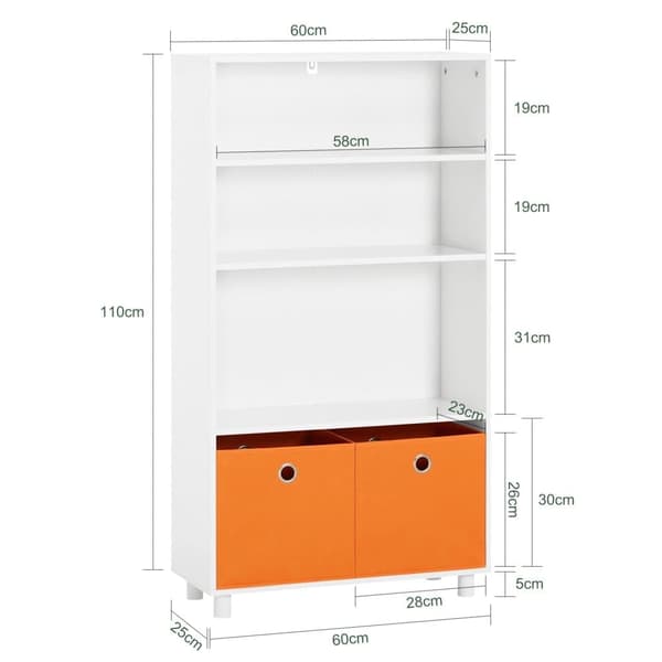SoBuy Børnebogreol Magasinholder med 2 kurve KMB68-W