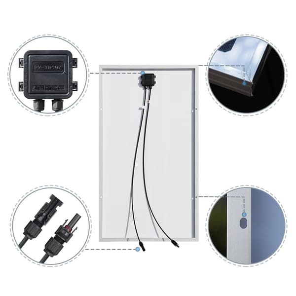Solcellepanel, 100W, Glas