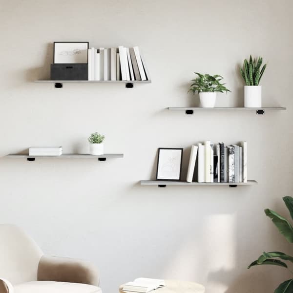 Hyllplan 4 st betonggrå 80x20x1,5 cm konstruerat trä