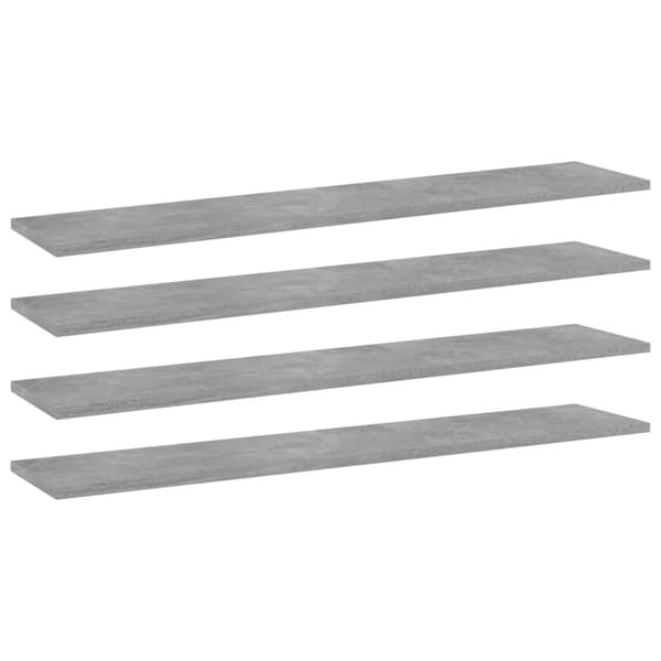 boghylder 4 stk. 100x20x1,5 cm konstrueret træ betongrå
