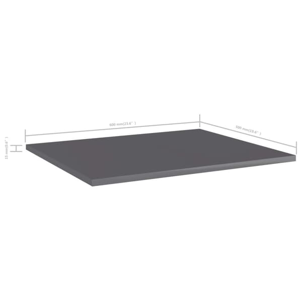 boghylder 8 stk. 60x50x1,5 cm konstrueret træ grå højglans