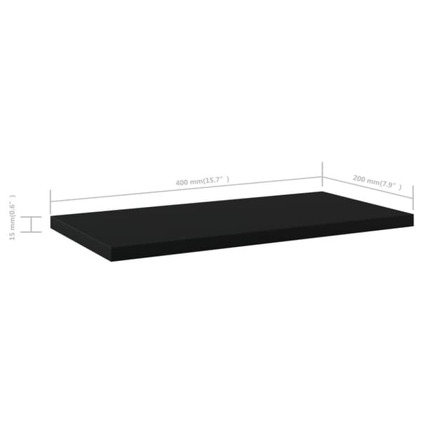 boghylder 4 stk. 40x20x1,5 cm konstrueret træ sort