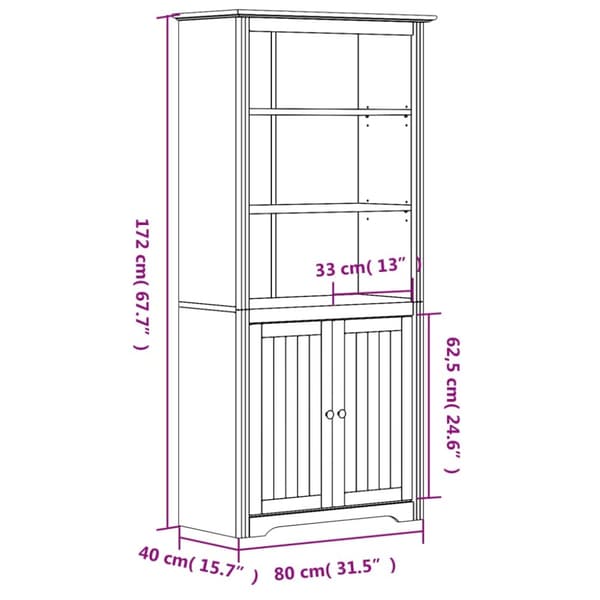 Bokhylla BODO vit 80x40x172 cm massiv furu