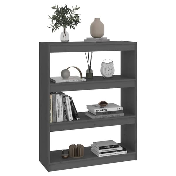 bogreol/rumdeler 80x30x103,5 cm massivt fyrretræ grå