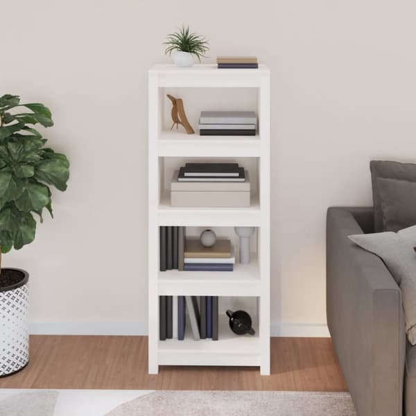 bogreol 50x35x125,5 cm massivt fyrretræ hvid