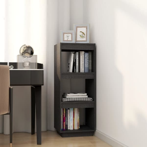 bogreol/rumdeler 40x35x103 cm massivt fyrretræ grå