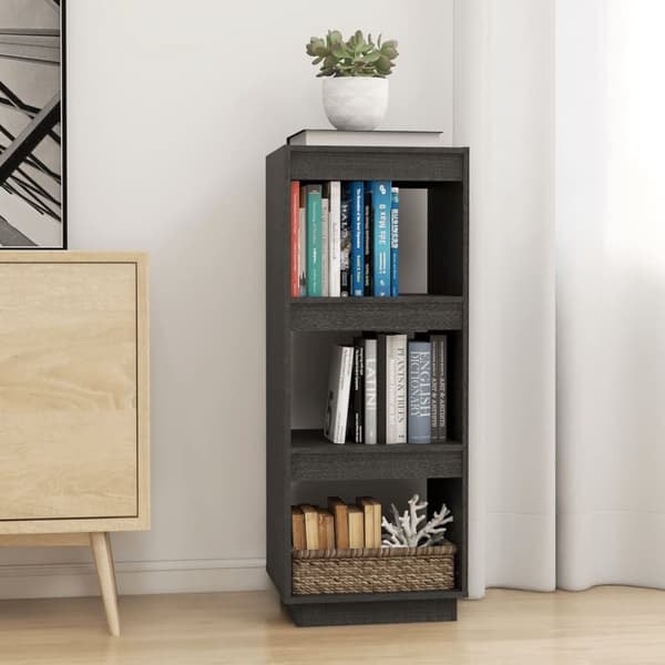 bogreol/rumdeler 40x35x103 cm massivt fyrretræ grå