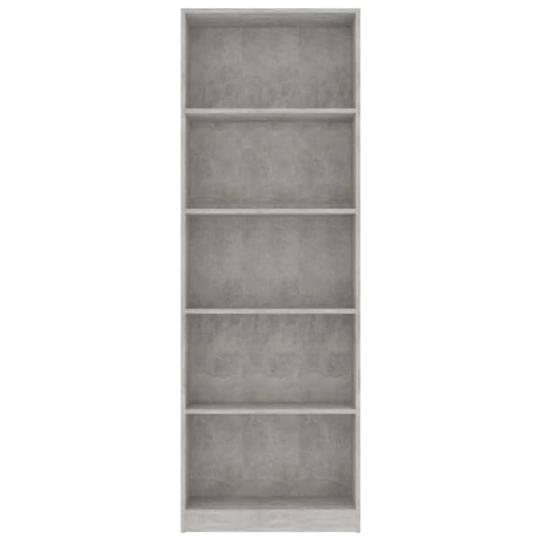 5-tasoinen kirjahylly betoninharmaa 60x24x175 cm tekninen puu