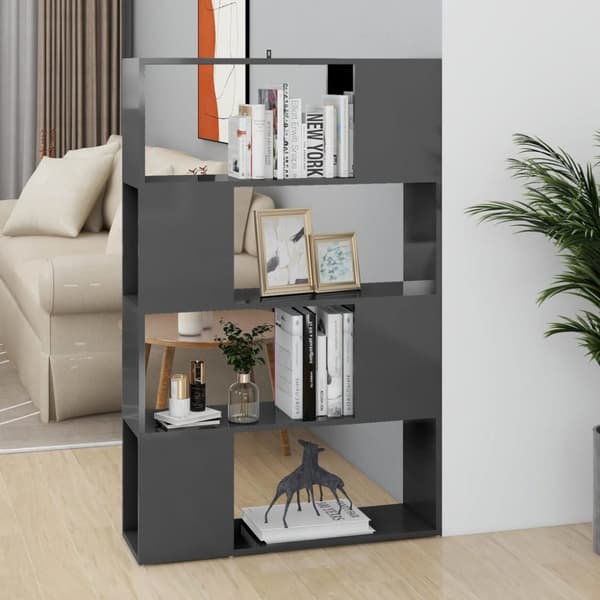 bogskab/rumdeler 80x24x124,5 cm konstrueret træ grå højglans