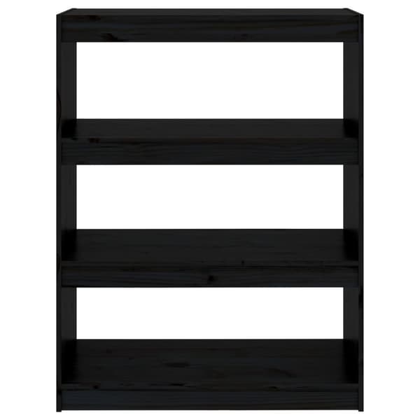 bogreol/rumdeler 80x30x103,5 cm massivt fyrretræ sort