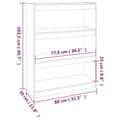 Miniatyrbillede 8 af 9: bogreol/rumdeler 80x30x103,5 cm massivt fyrretræ sort