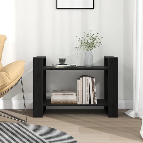 bogreol/rumdeler 80x35x56,5 cm massivt fyrretræ sort