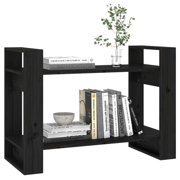bogreol/rumdeler 80x35x56,5 cm massivt fyrretræ sort