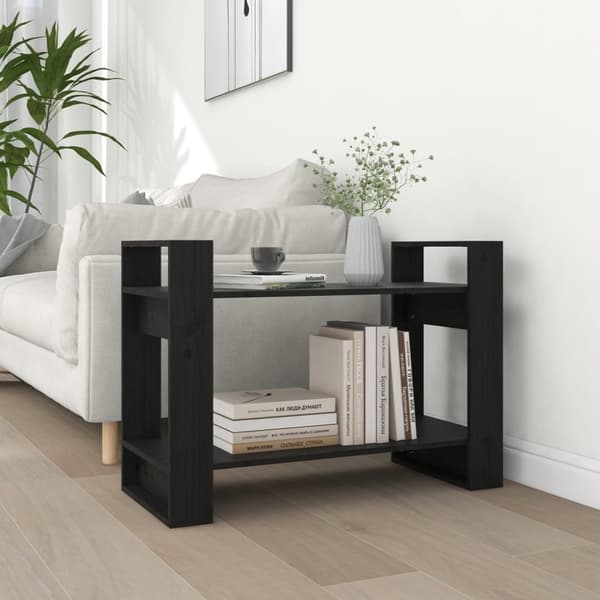 bogreol/rumdeler 80x35x56,5 cm massivt fyrretræ sort