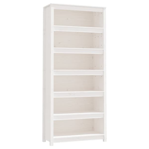 bogreol 80x35x183 cm massivt fyrretræ hvid