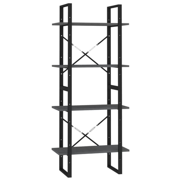 bogreol med 4 hylder 60x30x140 cm massivt fyrretræ grå