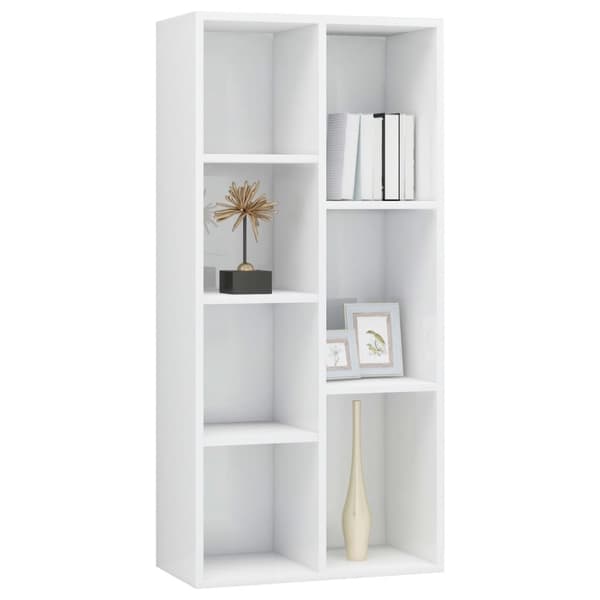 bogreol 50x25x106 cm konstrueret træ hvid højglans