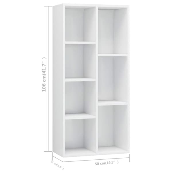 bogreol 50x25x106 cm konstrueret træ hvid højglans