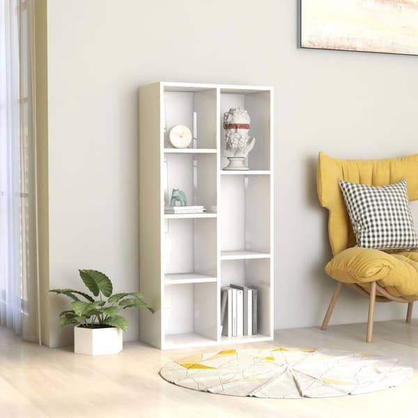 bogreol 50x25x106 cm konstrueret træ hvid højglans