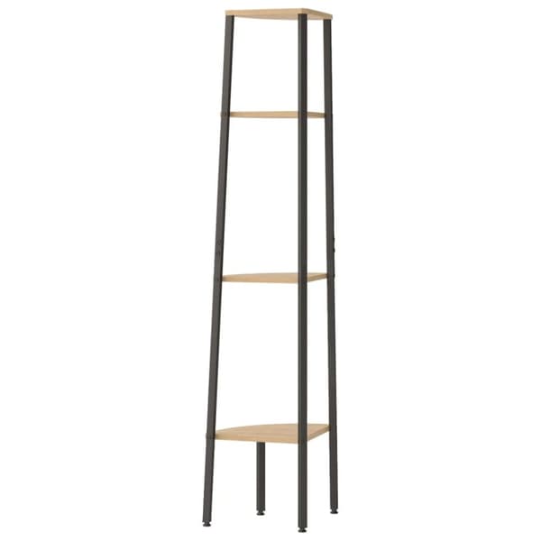 stigereol med 4 hylder 45,5x31,5x150 cm lysebrun og sort