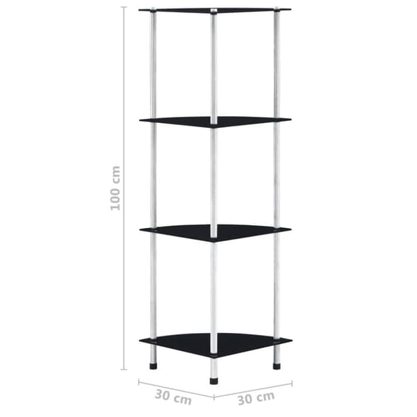 reol 4 hylder 30x30x100 cm hærdet glas sort