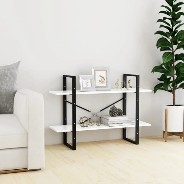 bogreol med 2 hylder 100x30x70 cm konstrueret træ hvid