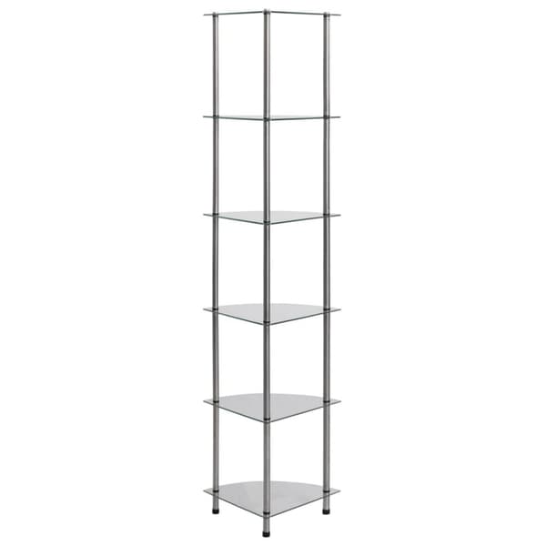 reol 6 hylder 30x30x160 cm hærdet glas transparent