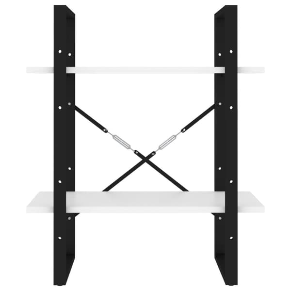 Bokhylla 2 hyllplan vit 60x30x70 cm konstruerat trä