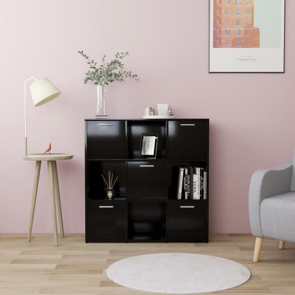 bogreol 90x30x90 cm konstrueret træ sort