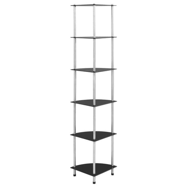 reol 6 hylder 30x30x160 cm hærdet glas sort