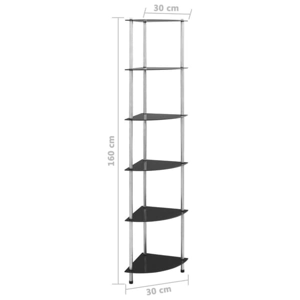 reol 6 hylder 30x30x160 cm hærdet glas sort