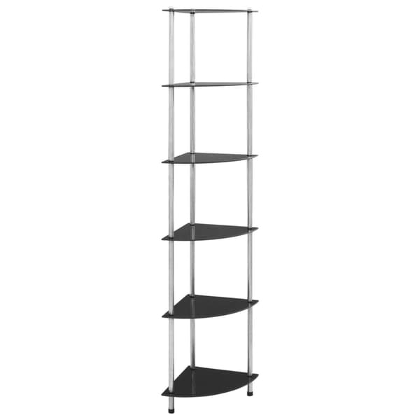 reol 6 hylder 30x30x160 cm hærdet glas sort