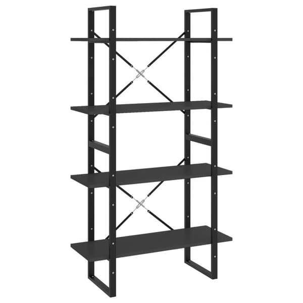 bogreol med 4 hylder 80x30x140 cm konstrueret træ grå