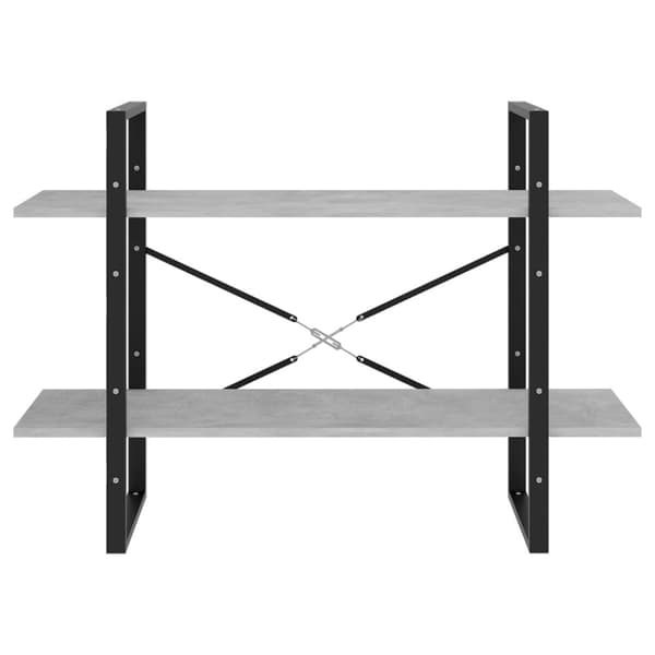 2-tasoinen kirjahylly betoninharmaa 100x30x70 cm tekninen puu