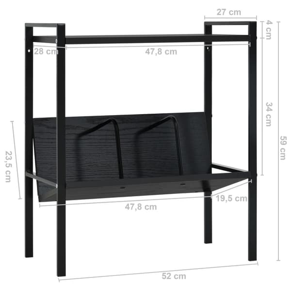 Bokhylla 2 hyllplan svart 52x28x59 cm konstruerat trä