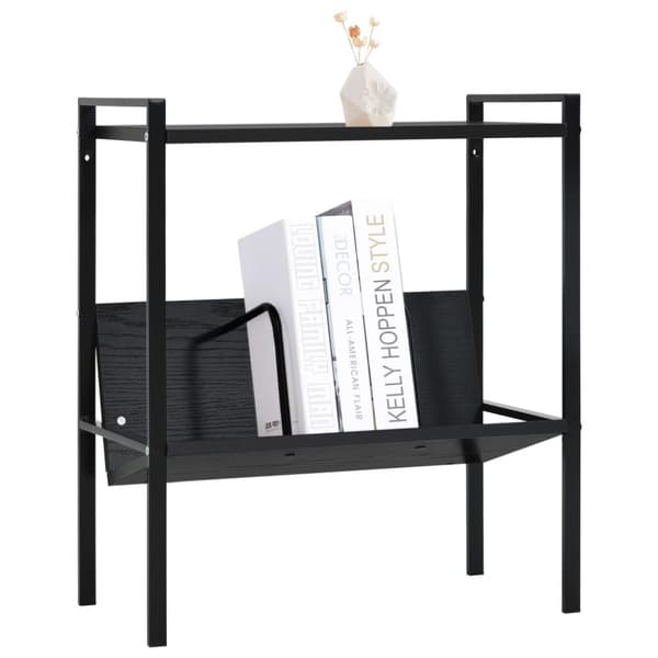 Bokhylla 2 hyllplan svart 52x28x59 cm konstruerat trä
