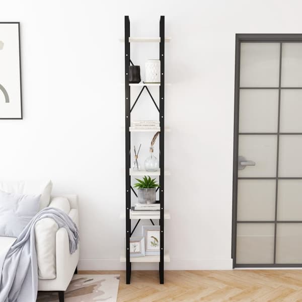 Hög bokhylla vit 40x30x210 cm massiv furu