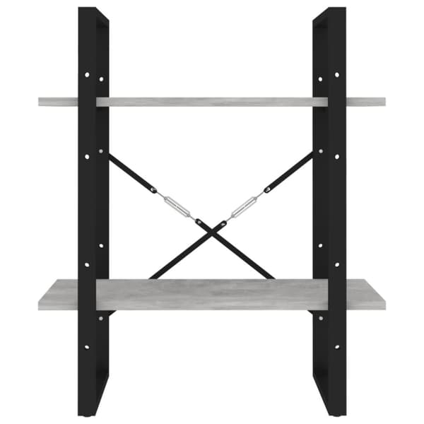 2-tasoinen kirjahylly betoninharmaa 60x30x70 cm tekninen puu