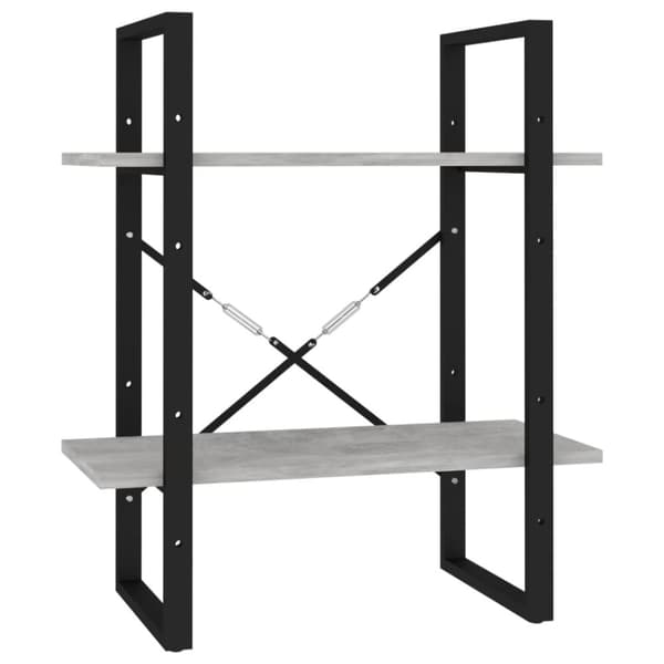 2-tasoinen kirjahylly betoninharmaa 60x30x70 cm tekninen puu
