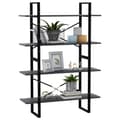Miniatyrbillede 4 af 9: bogreol med 4 hylder 100x30x140 cm massivt fyrretræ grå