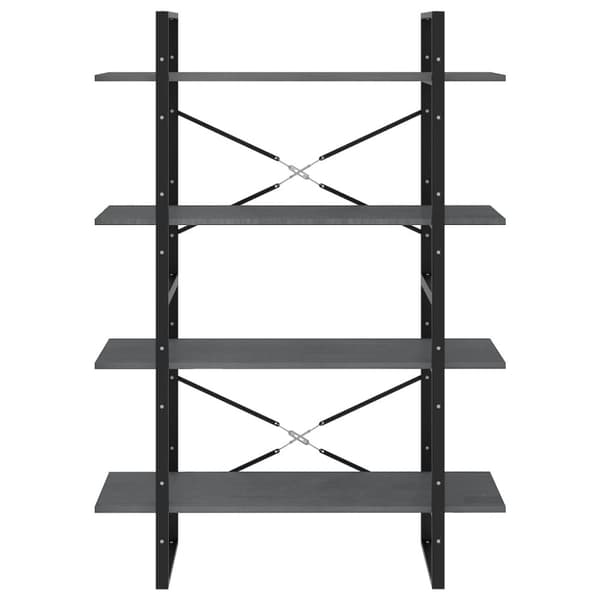 bogreol med 4 hylder 100x30x140 cm massivt fyrretræ grå