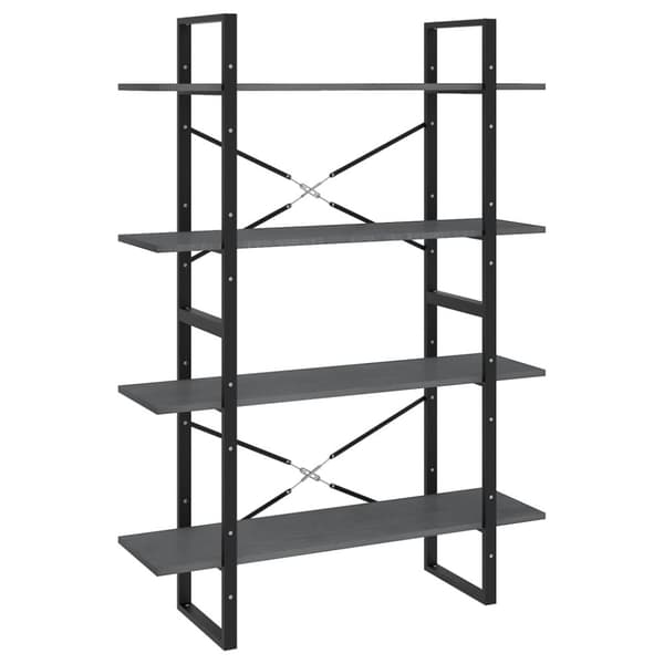 bogreol med 4 hylder 100x30x140 cm massivt fyrretræ grå
