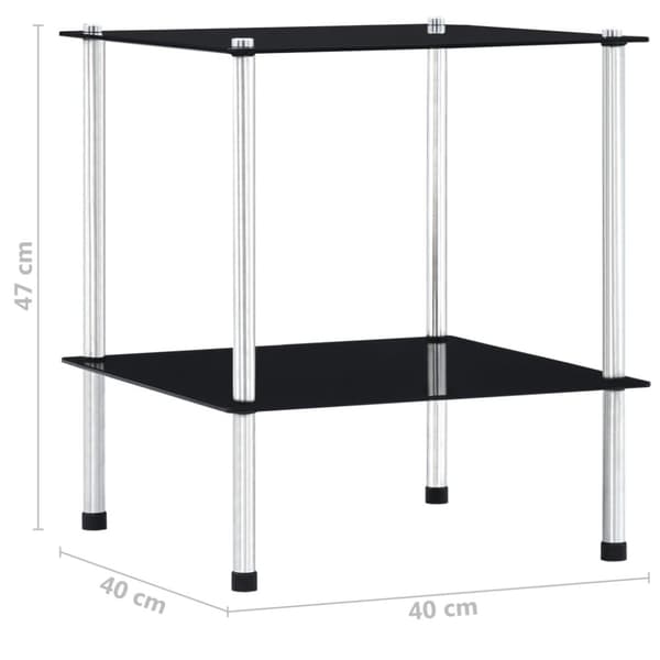 Hylla 2 hyllplan svart 40x40x47 cm härdat glas