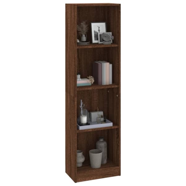 bogreol m. 4 hylder 40x24x143 cm konstrueret træ brunt egetræ