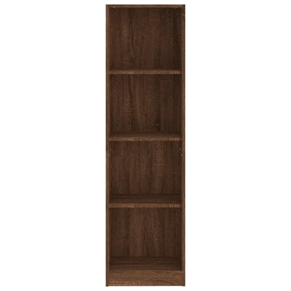 bogreol m. 4 hylder 40x24x143 cm konstrueret træ brunt egetræ